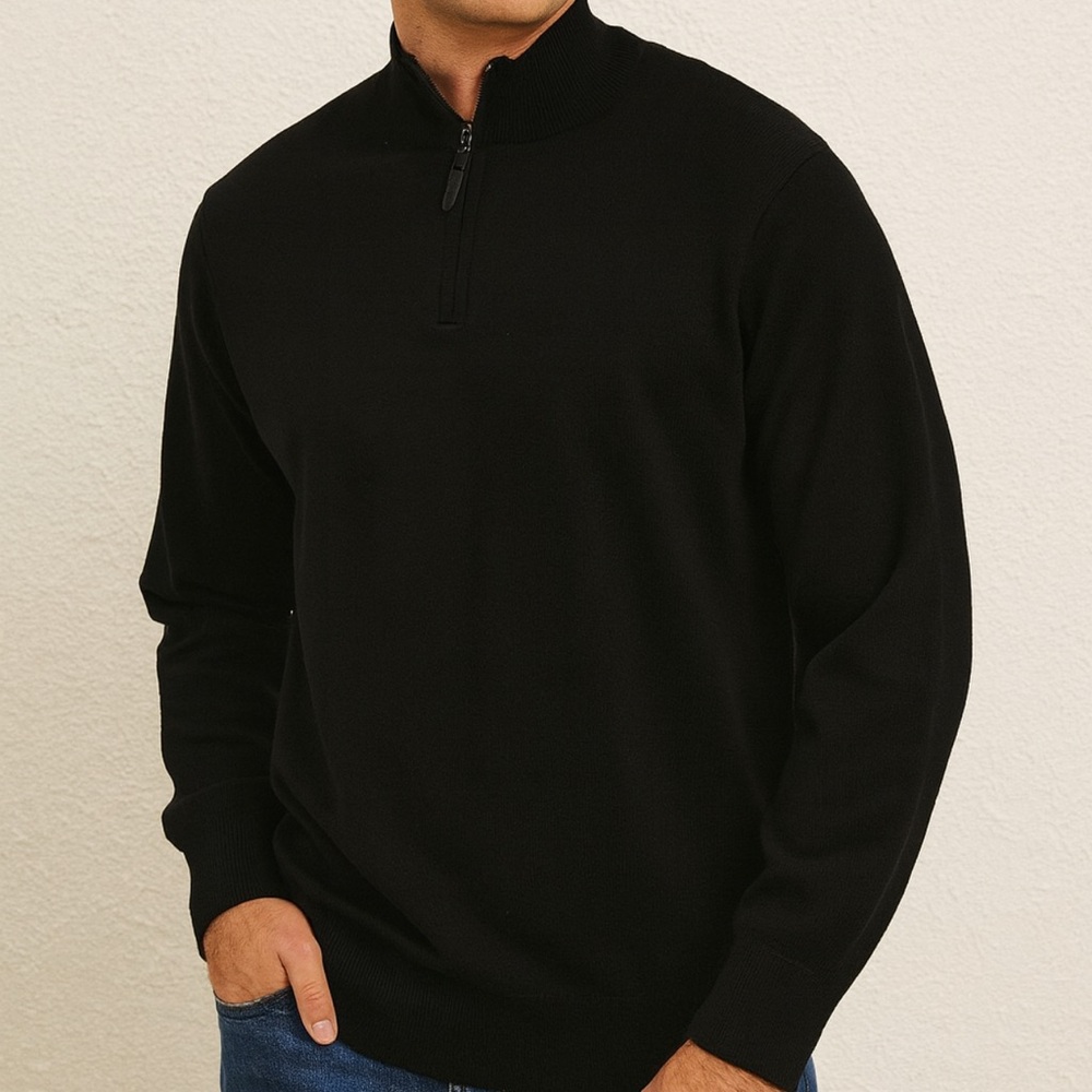 Twinhill Men’s Black Zip Up Sweater